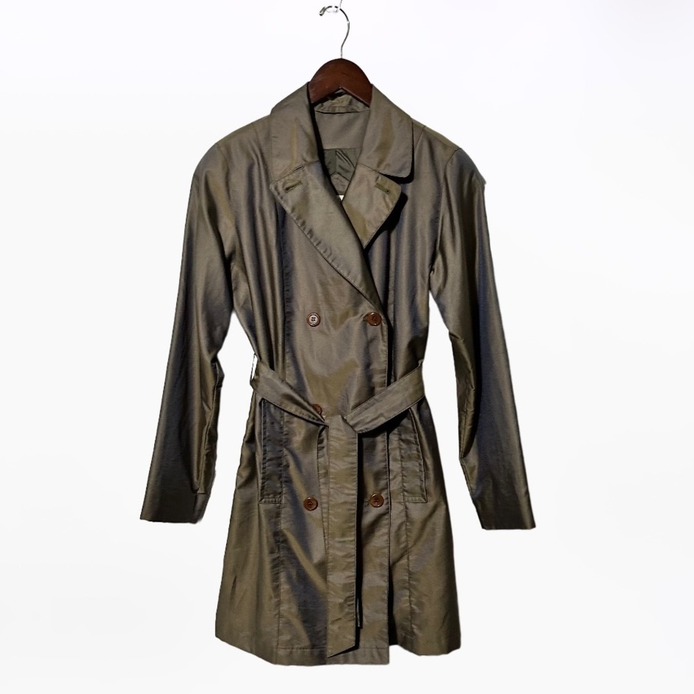 American Bazaar Trench Coat Iridescent Green